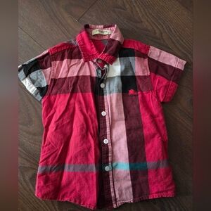 Burberry Kids Plaid Shirt - Red, Black, and White, Size 3T Aprox